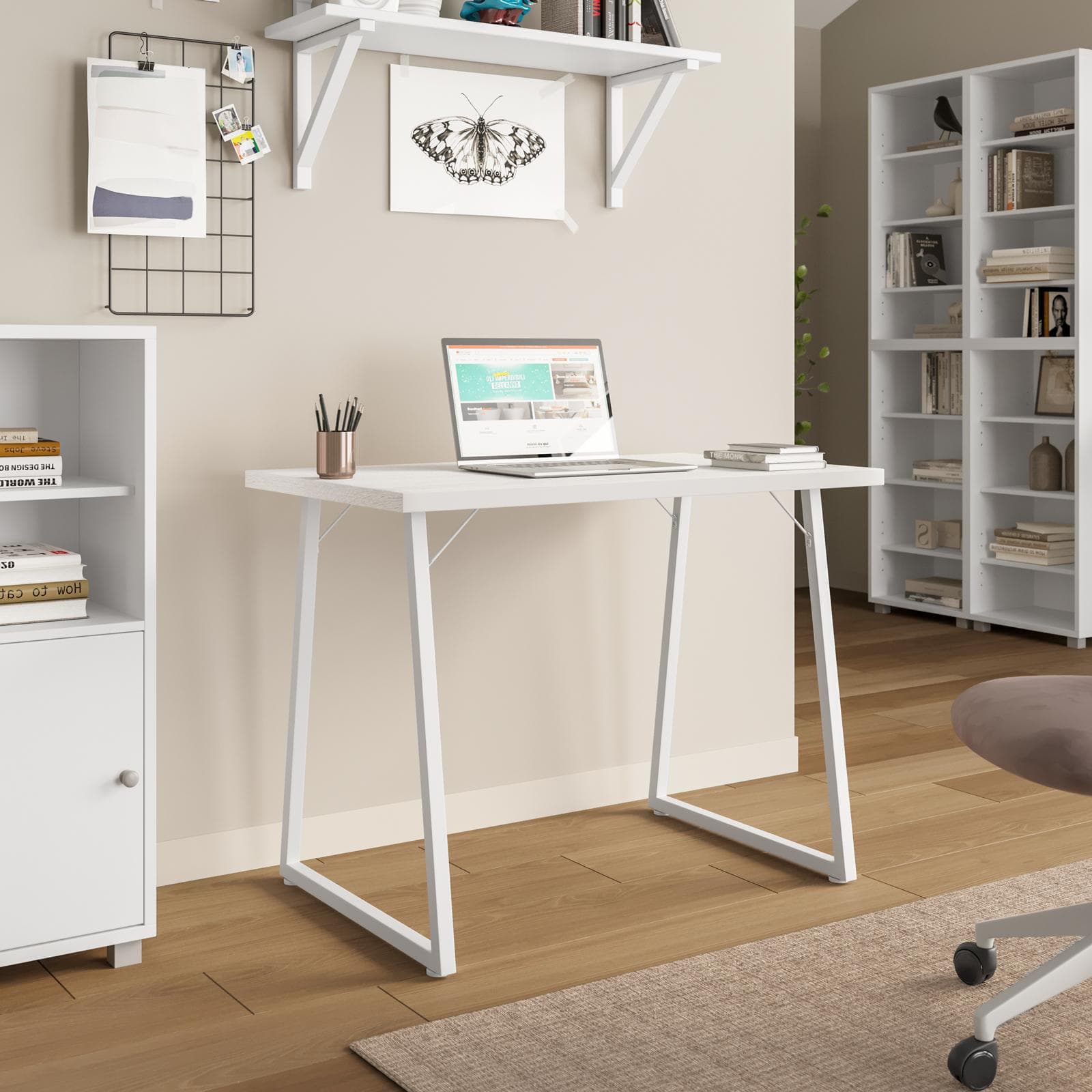 TRIXY SCRIVANIA L 100 X H 75 X P 60 CM BIANCO EFFETTO LEGNO