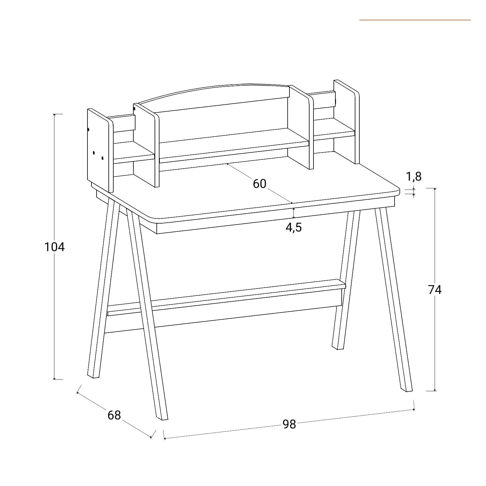 Scrivania 100x60 cm in legno noce con libreria integrata - Furwal