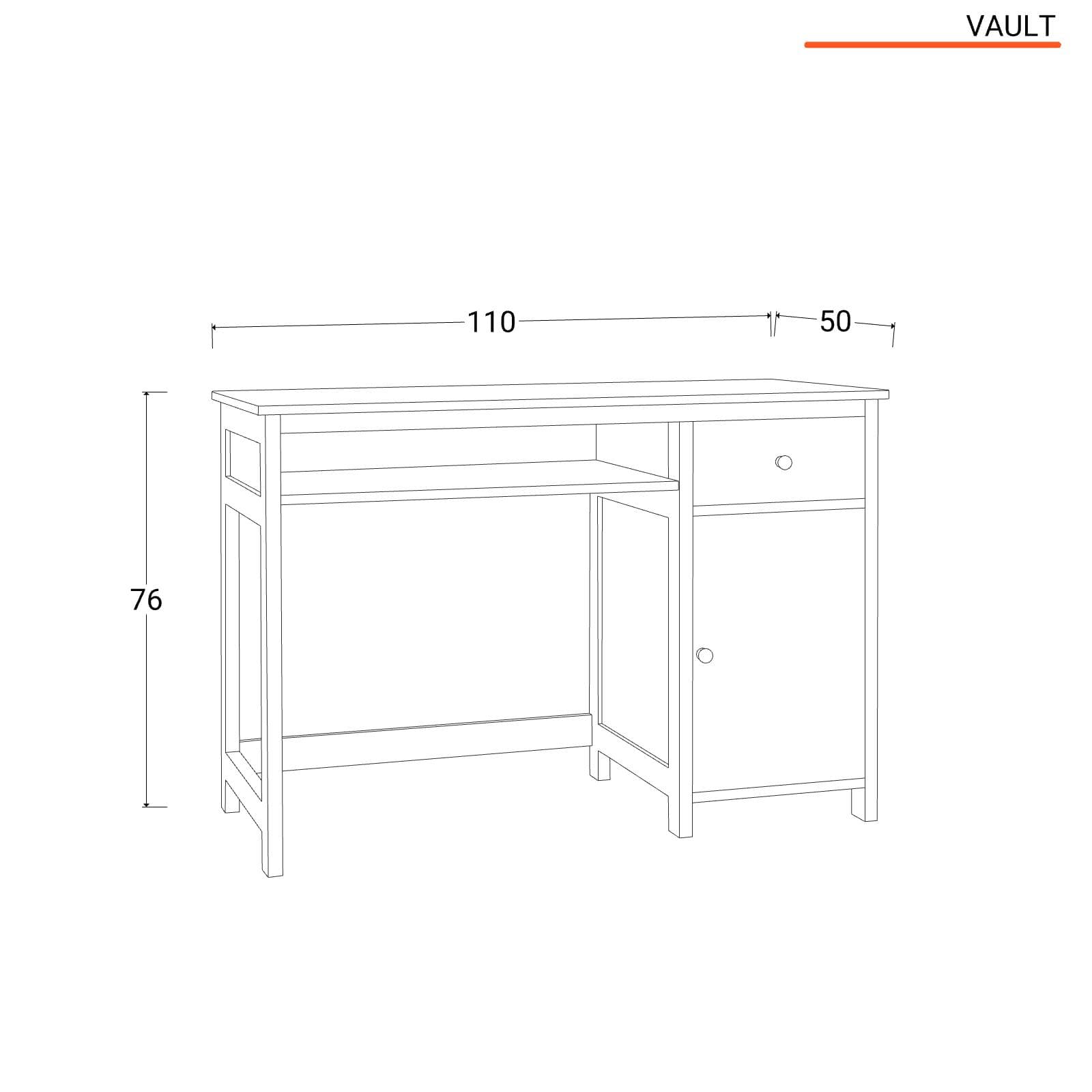 Scrivania 110x50 cm top rovere chiaro e struttura grigio con mobile integrato - Vault