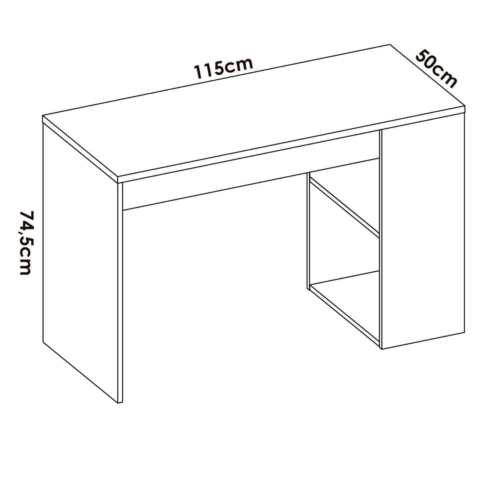 Scrivania 115x74 cm reversibile in legno bianco con vani a giorno e cassetto - Otis
