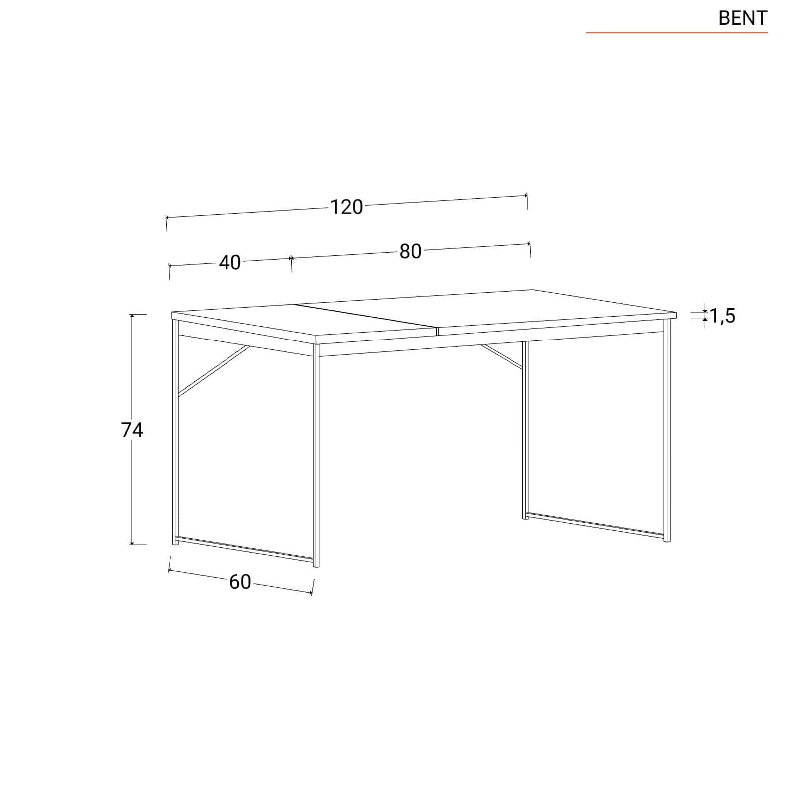 Scrivania 120x60 cm con top in legno noce e struttura in metallo nero - Bent