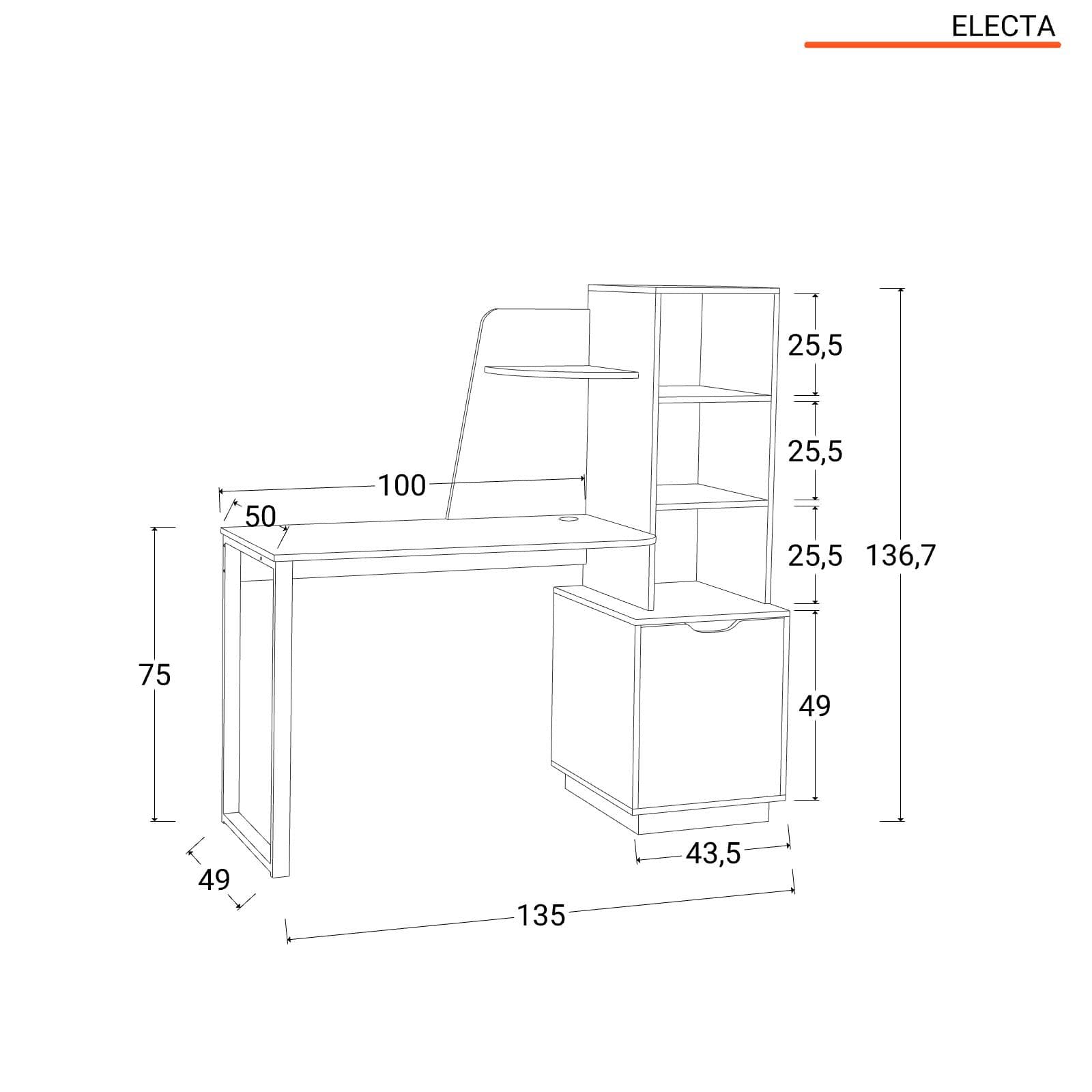 Scrivania 50x137 h cm effetto rovere chiaro e nero con libreria - Electa