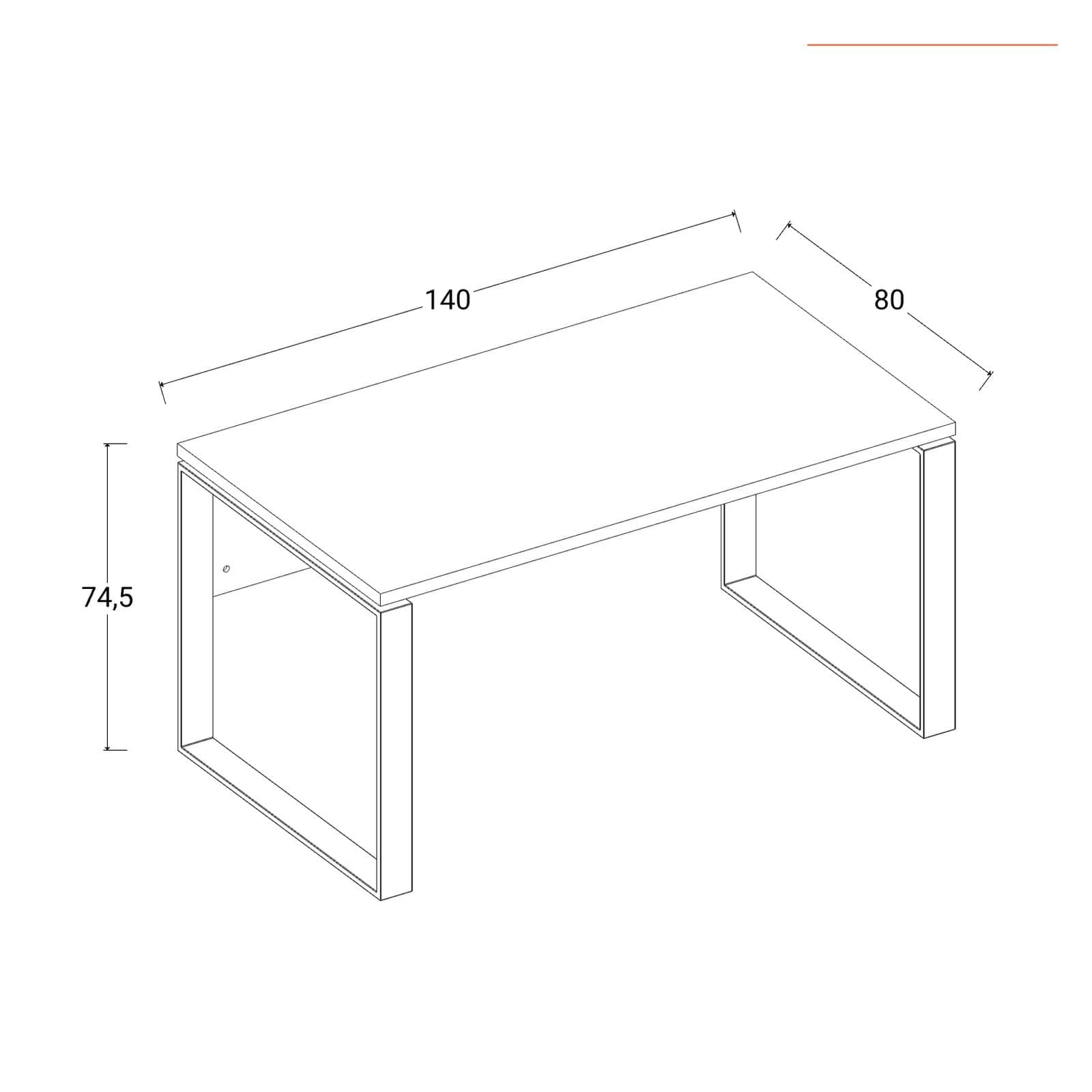 Scrivania 140x80 cm con top bianco lucido da 30 mm e gambe in metallo - Homely office