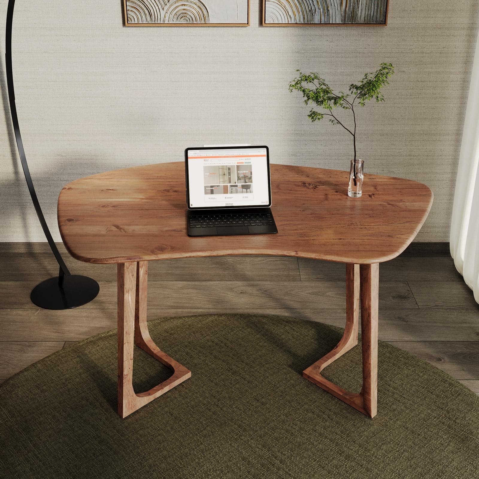 Scrivania 140x90 cm in legno di acacia naturale - Cassia