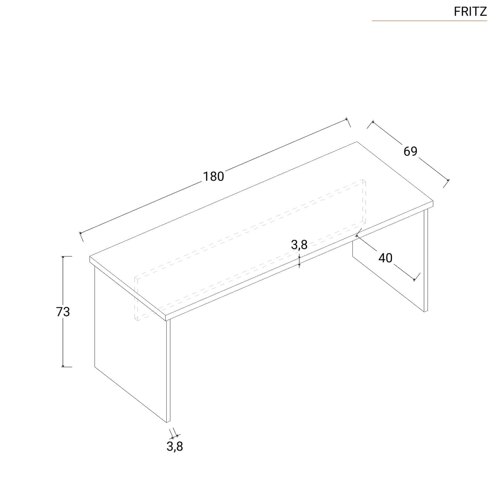Scrivania 180x70 cm in legno rovere con spessore top da 38 mm - Fritz