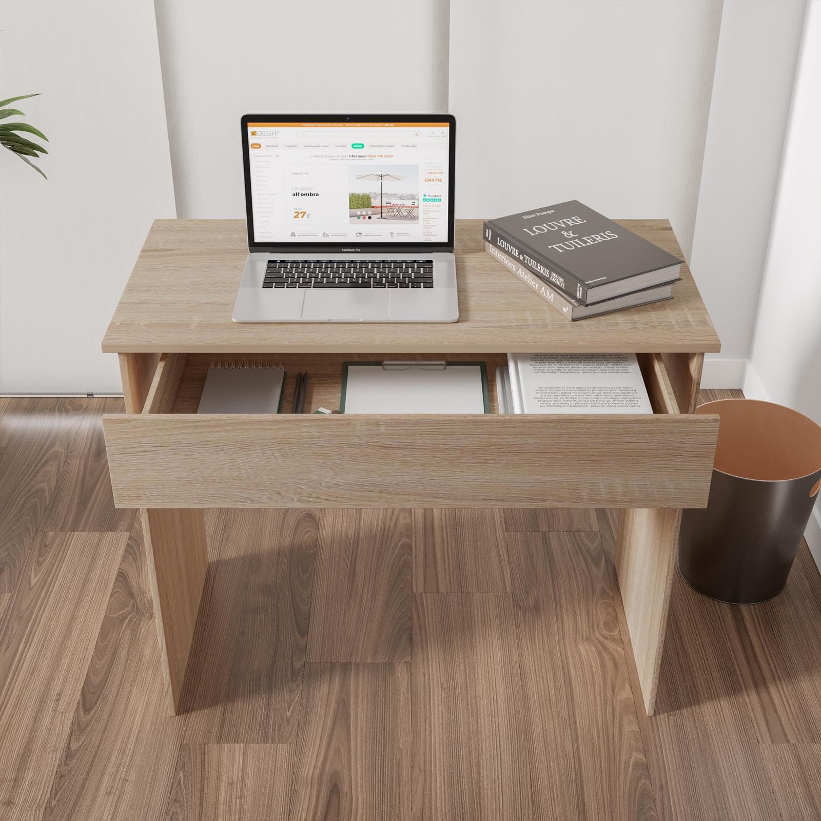 Scrivania 90x45 cm effetto rovere con cassetto - Fritz