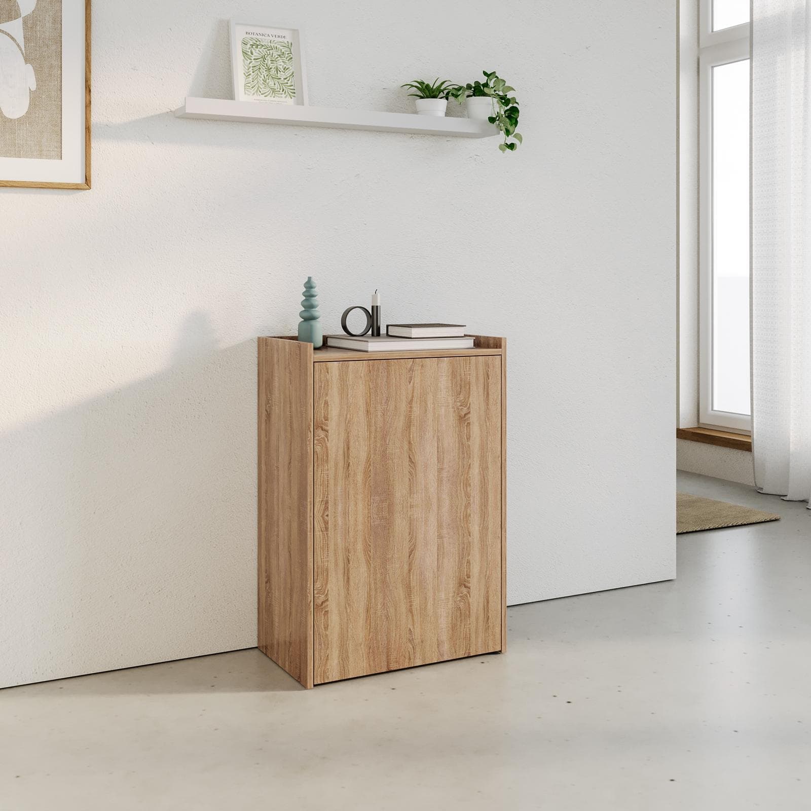 Scrivania a scomparsa 102x58 cm effetto rovere selvatico e acciaio nero - Telpan