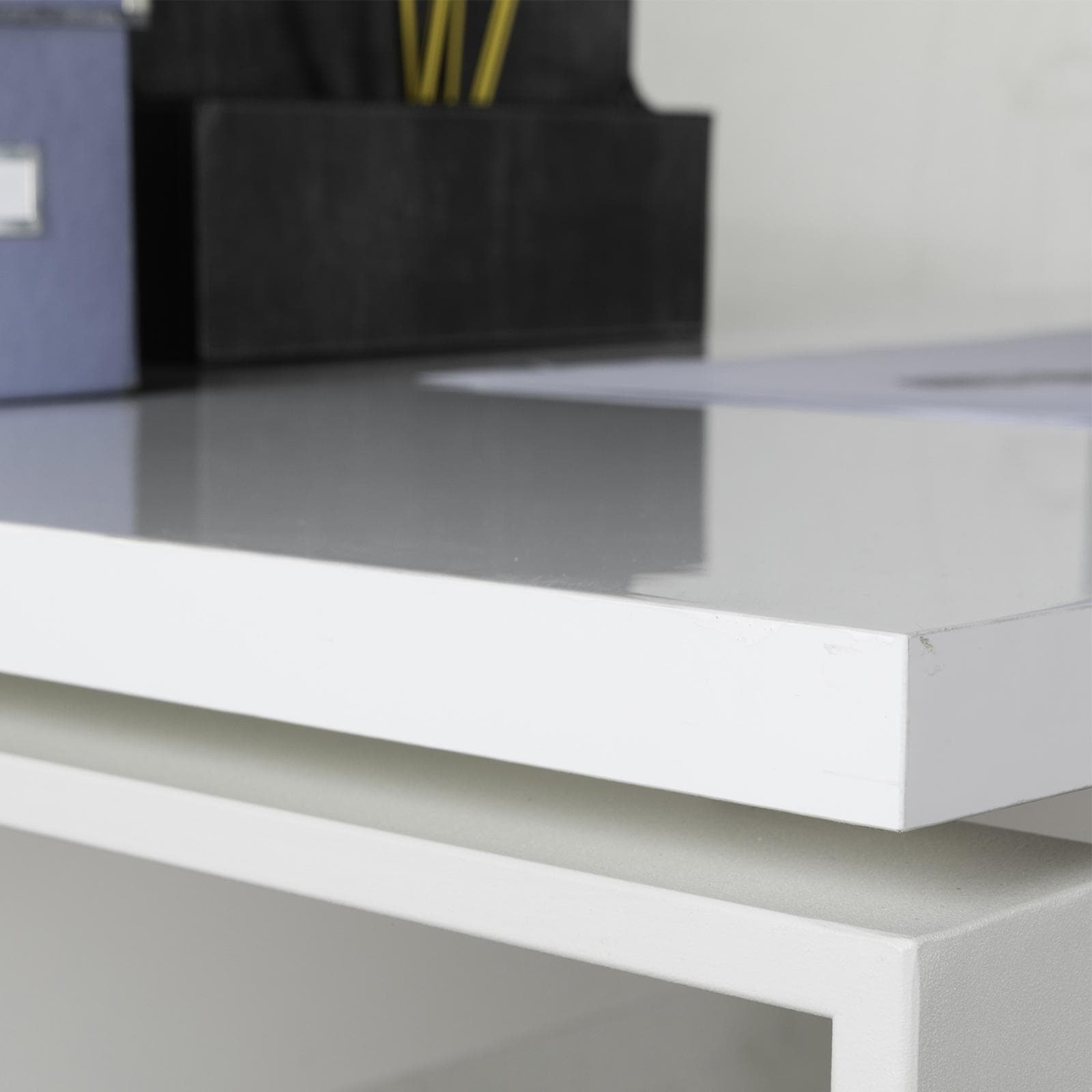 Scrivania angolare 170x170 cm top bianco lucido da 30 mm e gambe in metallo - Homely office