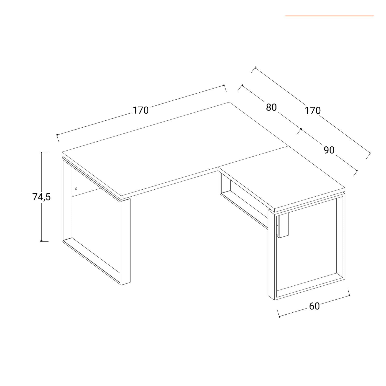 Scrivania angolare 170x170 cm top bianco lucido da 30 mm e gambe in metallo - Homely office
