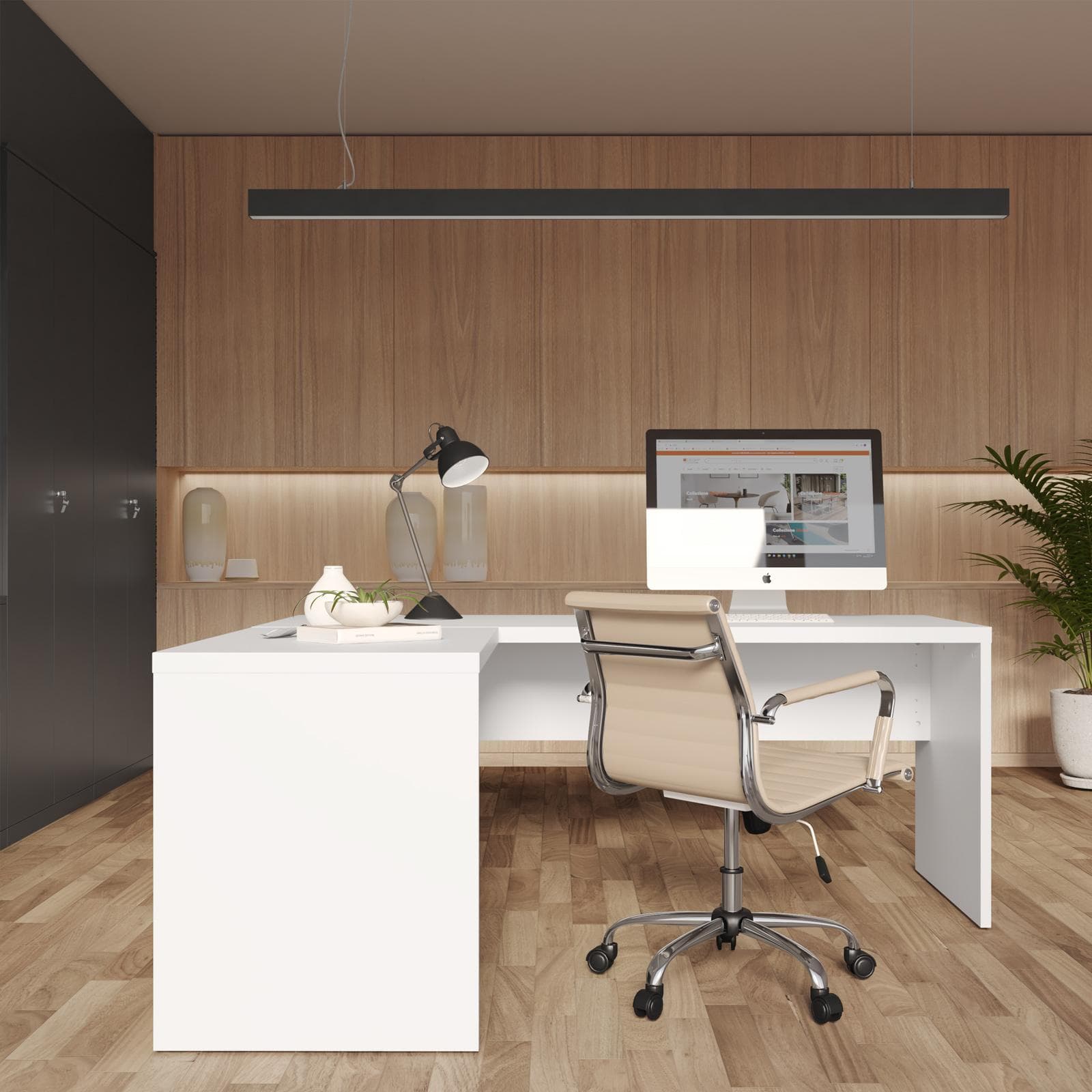 Scrivania angolare 170x180 cm in legno bianco lucido con spessore top da 38mm - Odense
