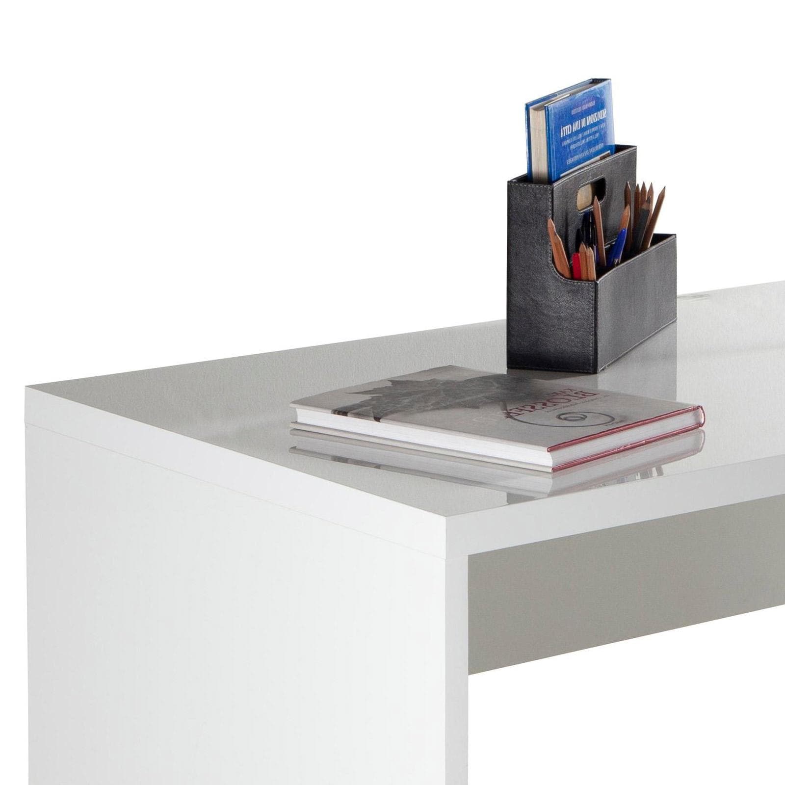Scrivania 180x70 cm in legno bianco lucido con spessore top da 38 mm - Odense