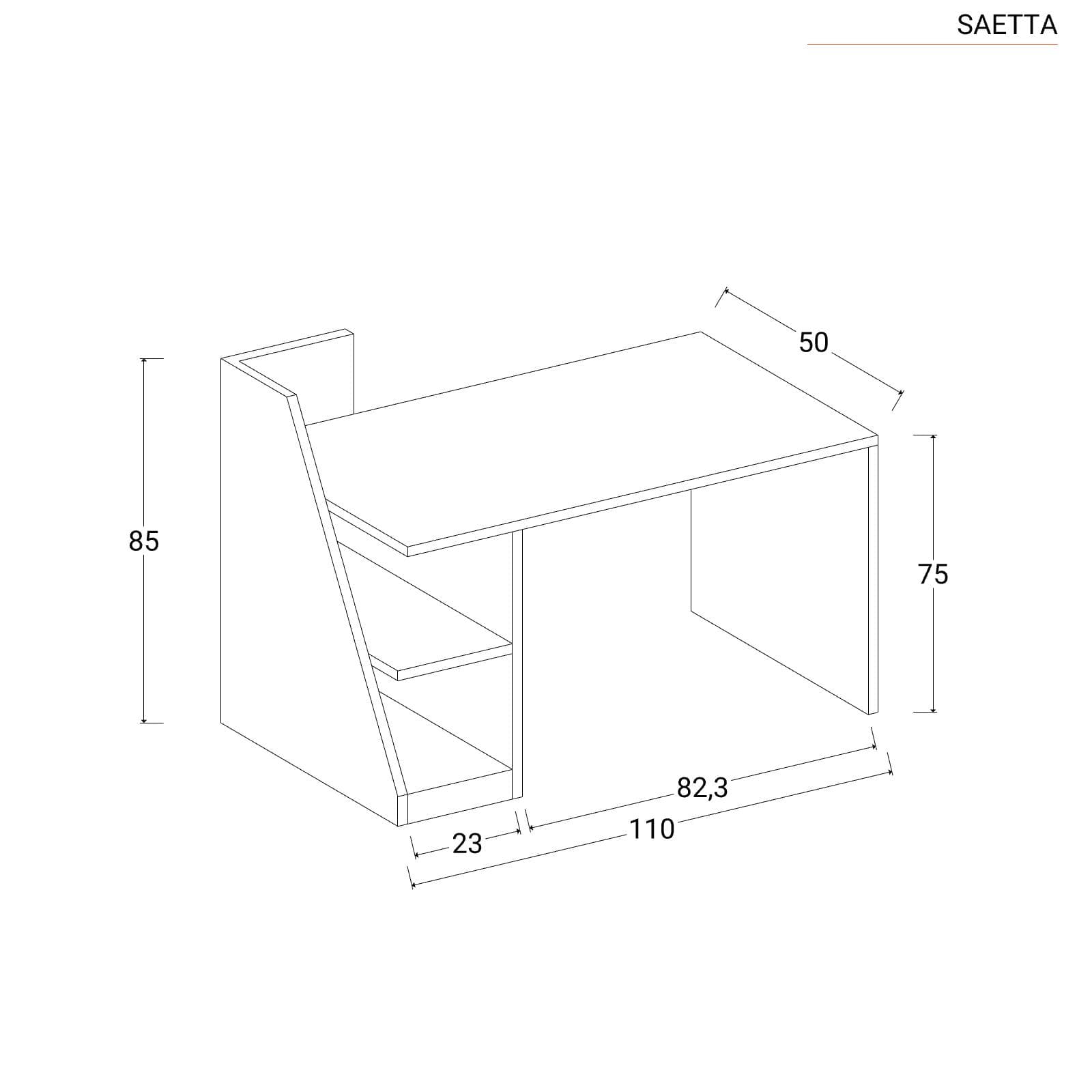 Scrivania 110x50 cm effetto legno bianco con vani contenitori - Saetta