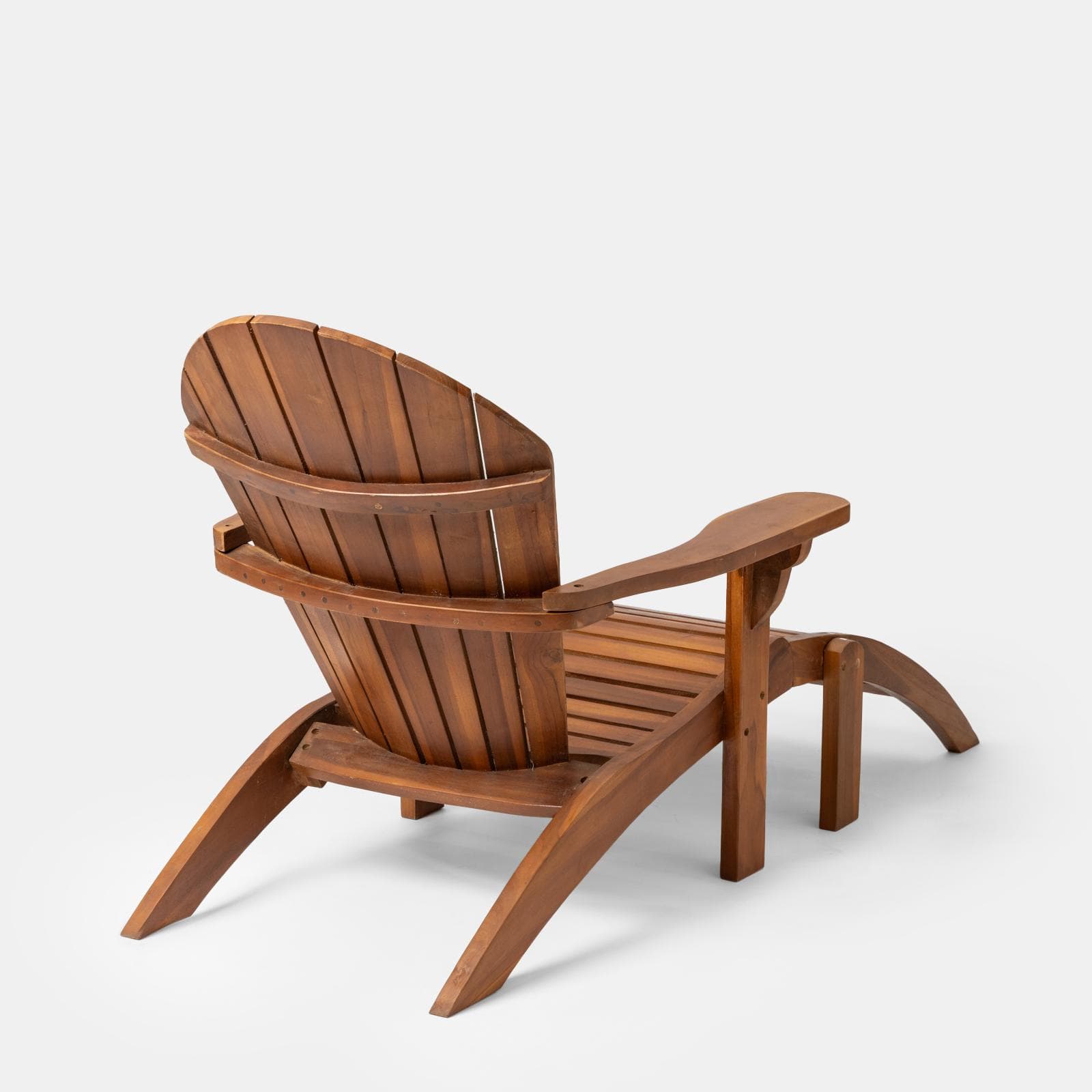 Sdraio da giardino in legno di teak con schienale a ventaglio e poggiapiedi - Louis