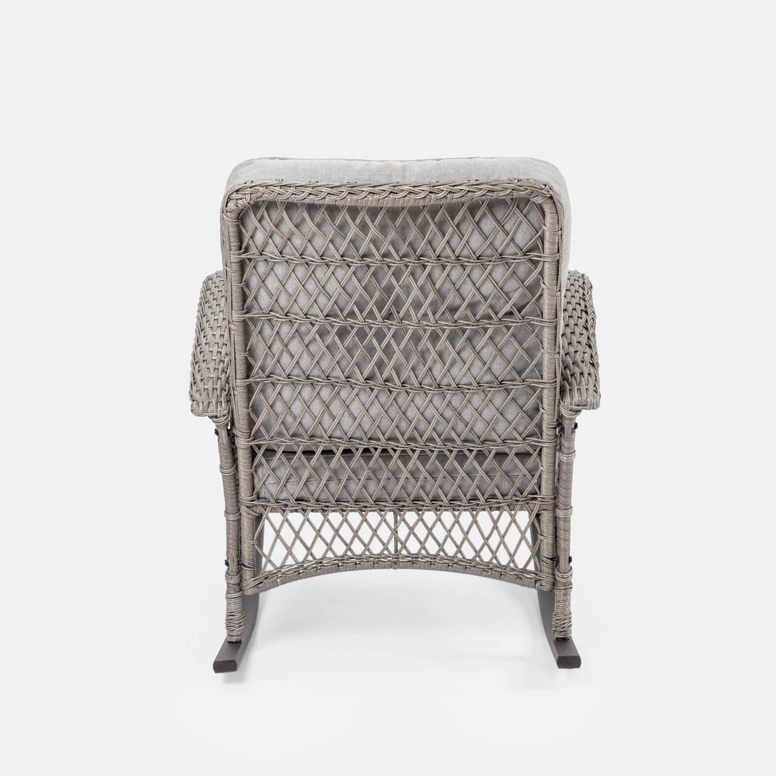 Sedia a dondolo in polyrattan grigio con cuscino grigio - Irmas