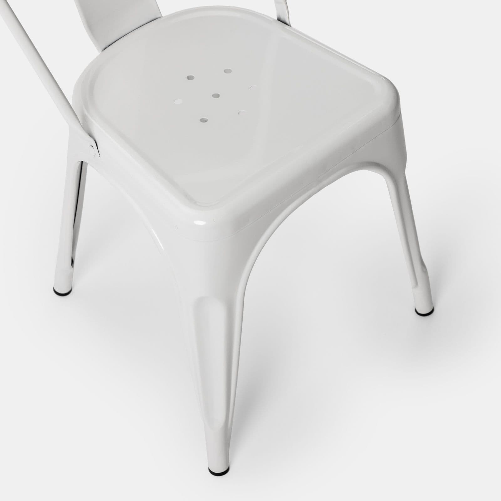 Sedia impilabile stile industrial in metallo bianco - Farley