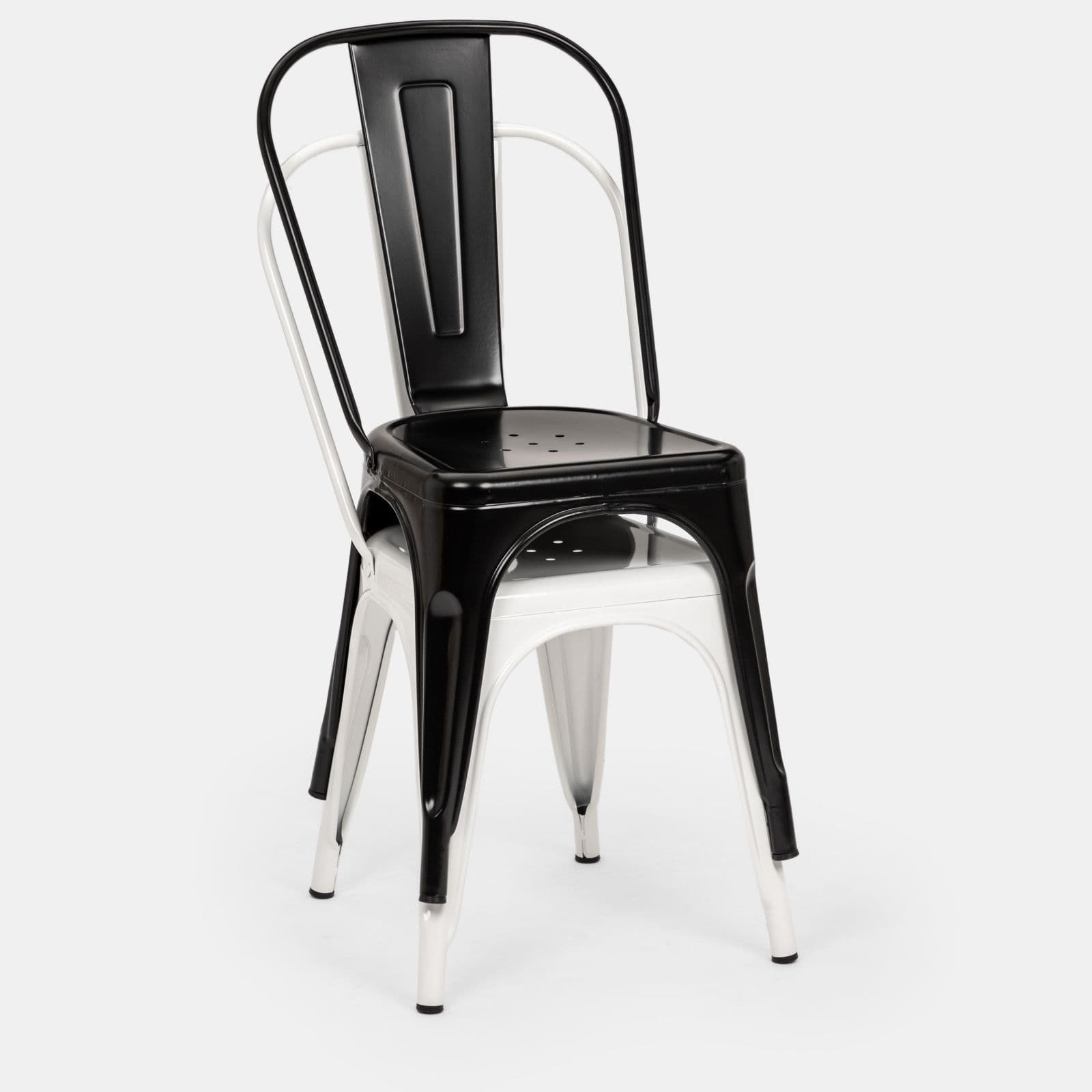 Sedia impilabile stile industrial in metallo bianco - Farley