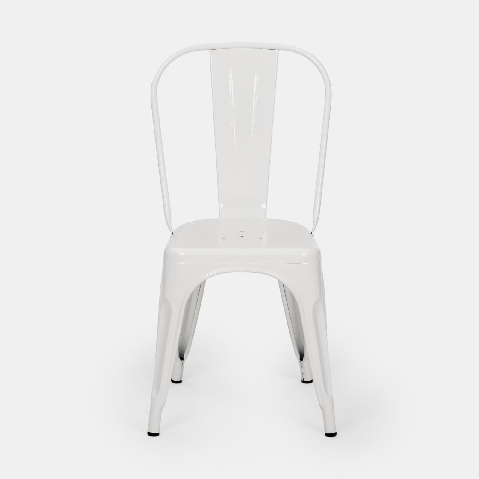 Sedia impilabile stile industrial in metallo bianco - Farley