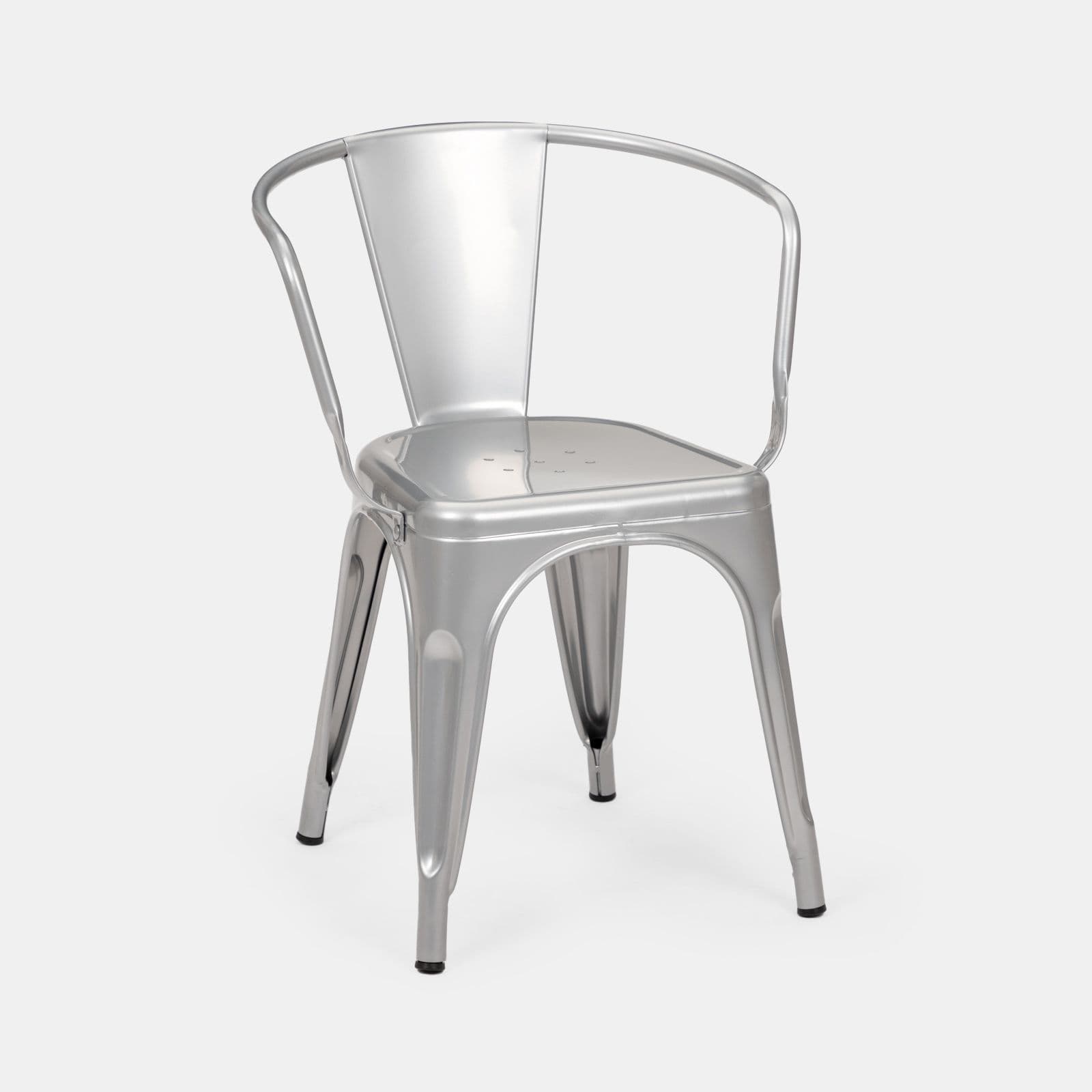 Sedia con braccioli impilabile stile industrial in metallo grigio - Farley