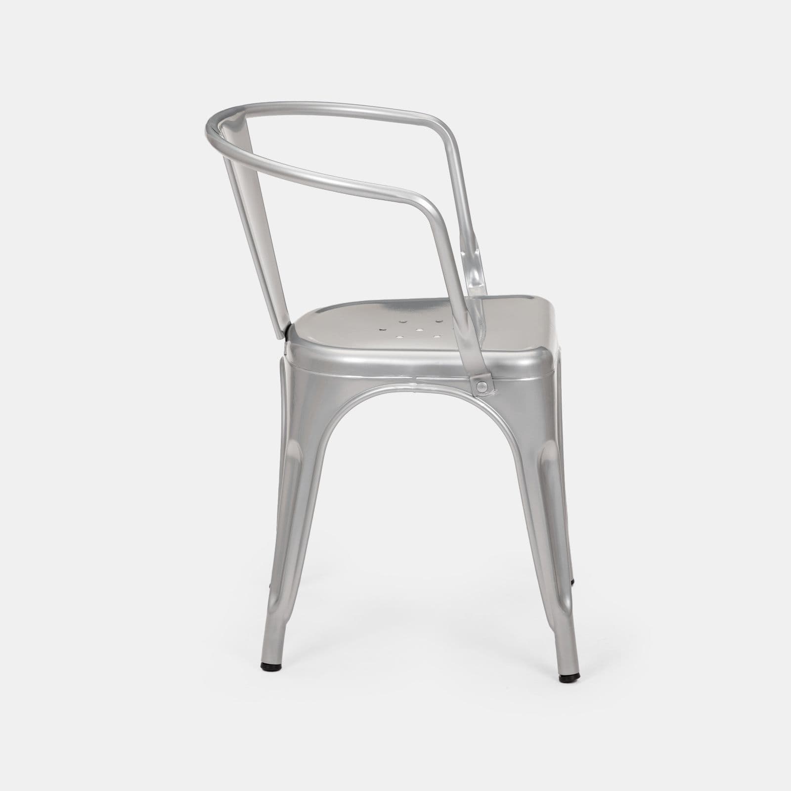Sedia con braccioli impilabile stile industrial in metallo grigio - Farley