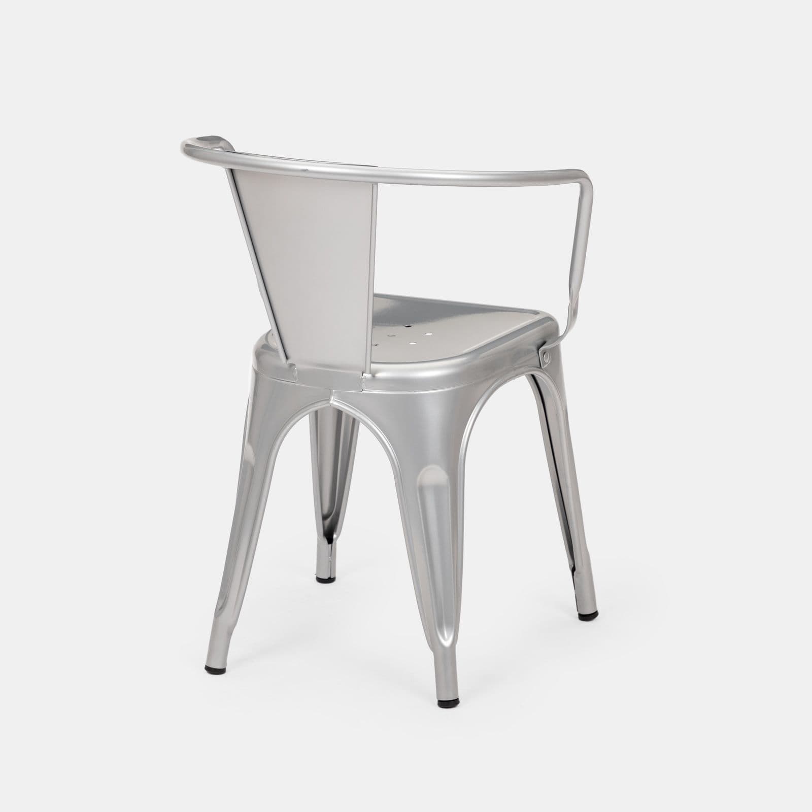 Sedia con braccioli impilabile stile industrial in metallo grigio - Farley