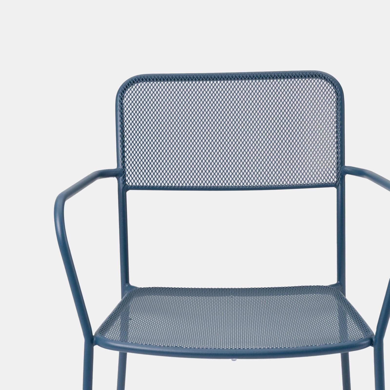 Sedia da esterno con braccioli impilabile in acciaio blu oceano - Faber