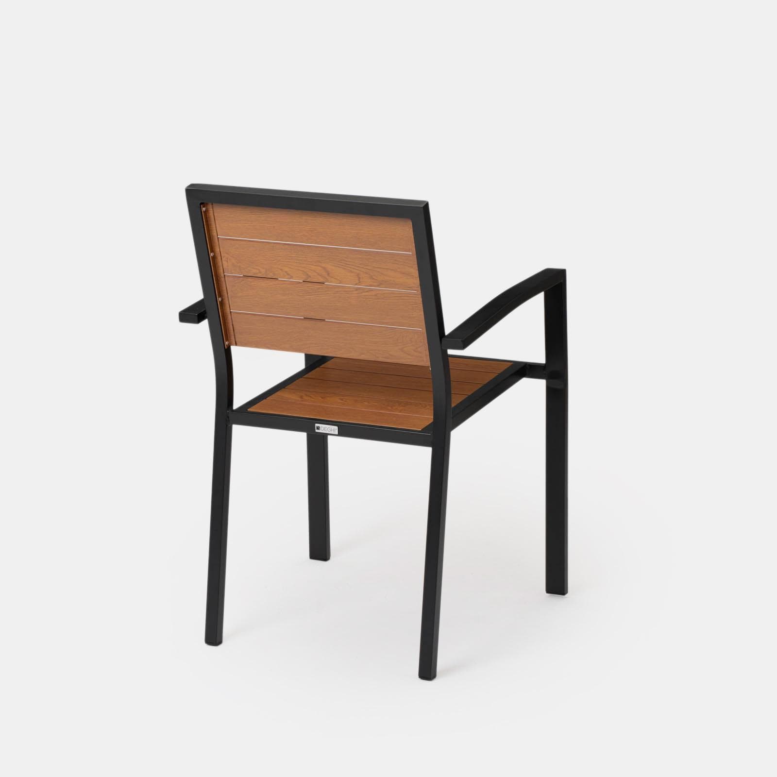 Sedia da esterno con braccioli in alluminio antracite e doghe effetto legno caramello - Carioca Wood