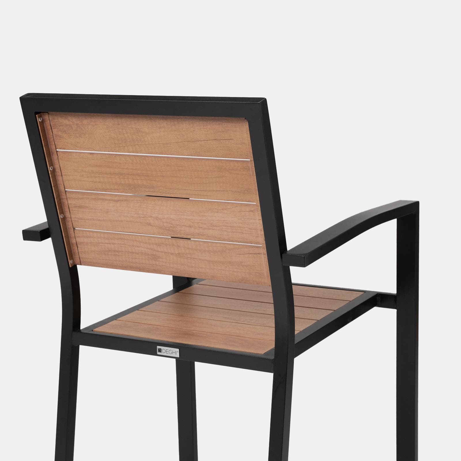 Sedia da esterno con braccioli in alluminio antracite e doghe effetto legno miele - Carioca Wood