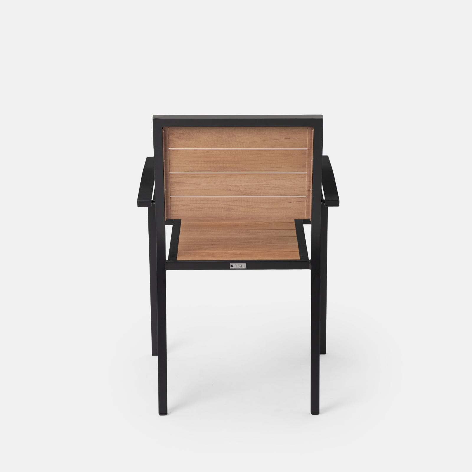 Sedia da esterno con braccioli in alluminio antracite e doghe effetto legno miele - Carioca Wood