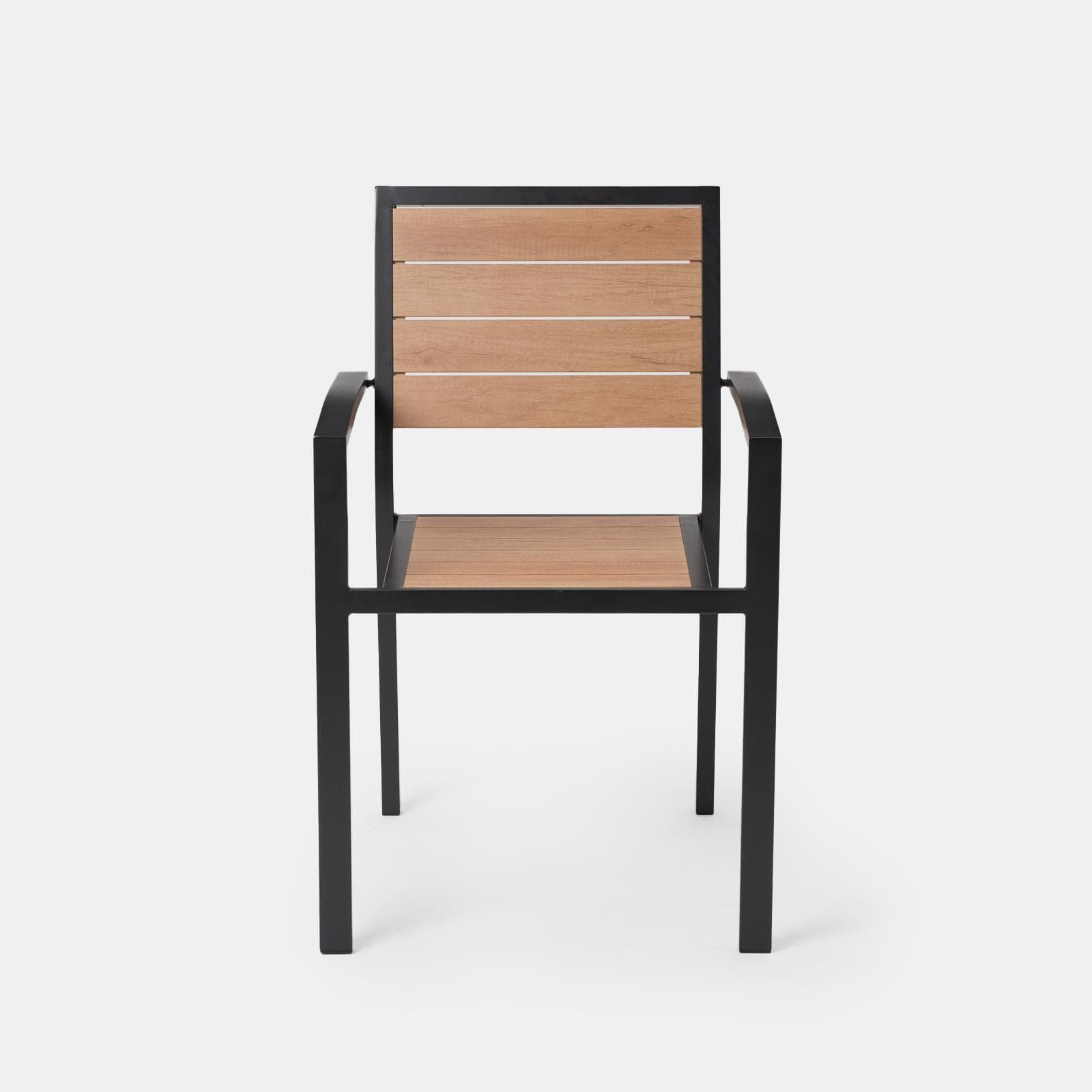 Sedia da esterno con braccioli in alluminio antracite e doghe effetto legno miele - Carioca Wood