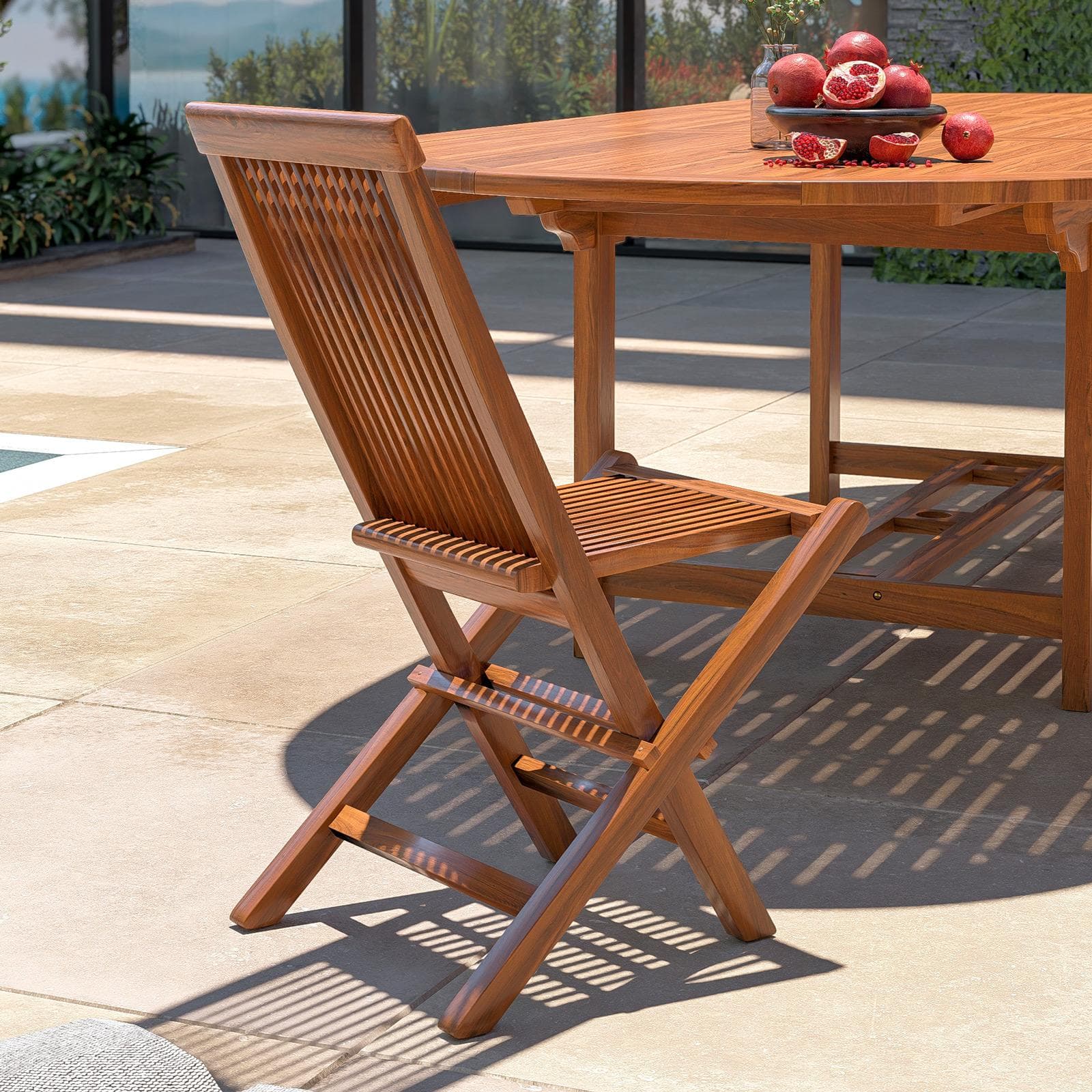Sedia da esterno pieghevole in legno teak - Louis