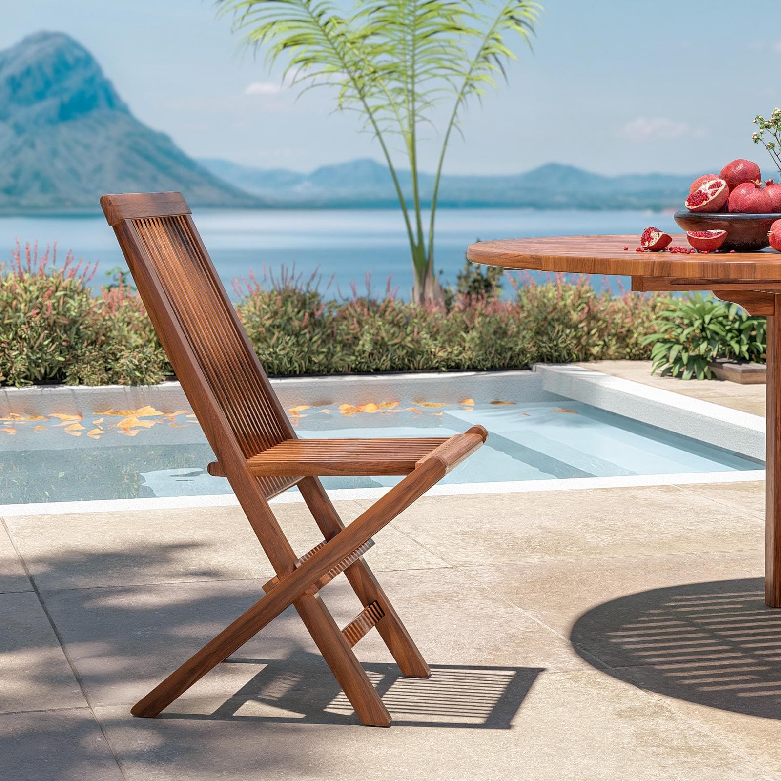 Sedia da esterno pieghevole in legno teak - Louis
