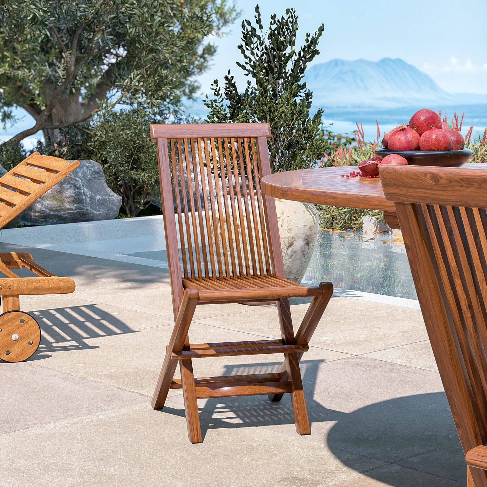 Sedia da esterno pieghevole in legno teak - Louis