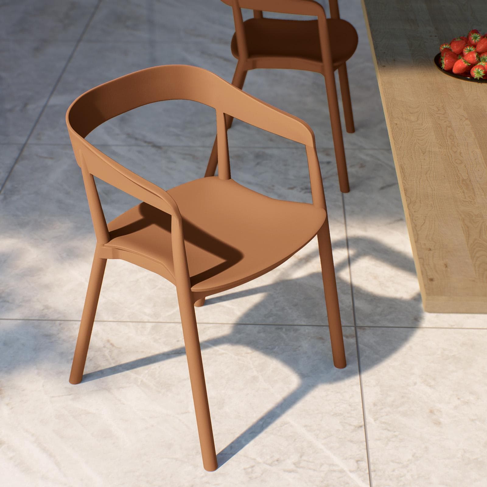 Sedia da giardino con schienale avvolgente in polipropilene cappuccino - Astrin