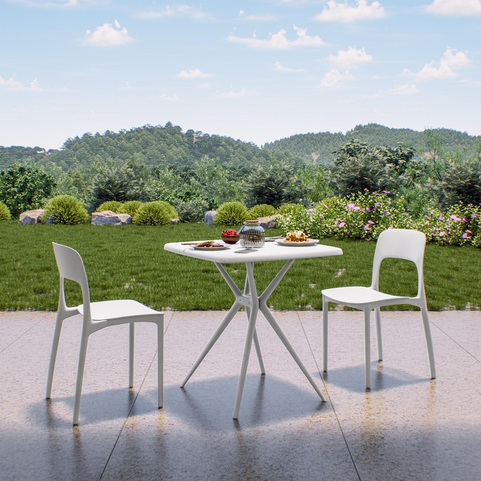 Sedia da giardino in polipropilene bianco - Arabella