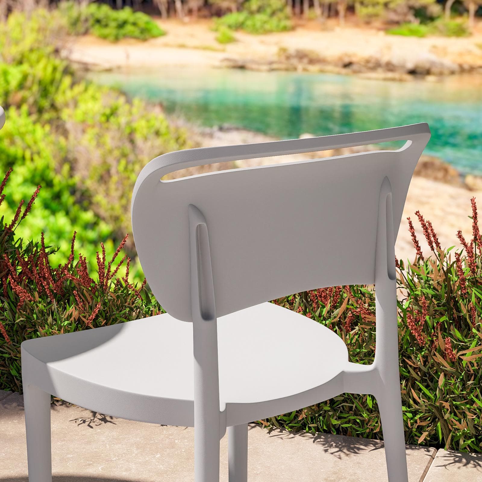 Sedia da giardino impilabile in polipropilene bianco - Clyde