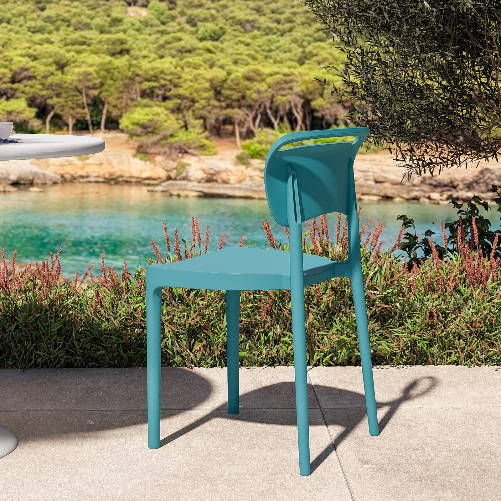 Sedia da giardino impilabile in polipropilene blu maldive - Clyde