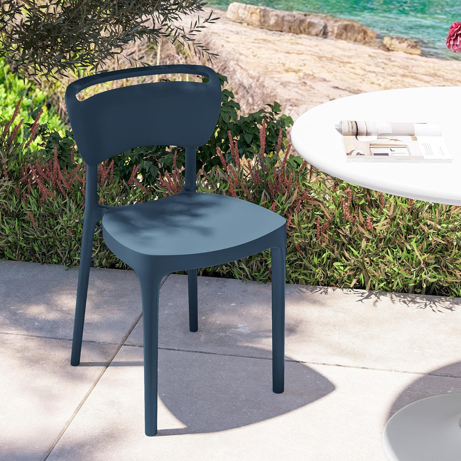 Sedia da giardino impilabile in polipropilene blu oceano - Clyde