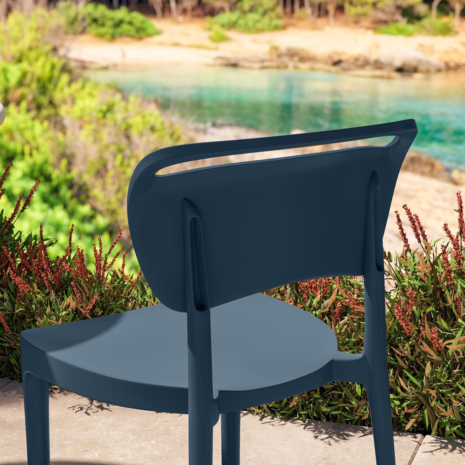 Sedia da giardino impilabile in polipropilene blu oceano - Clyde