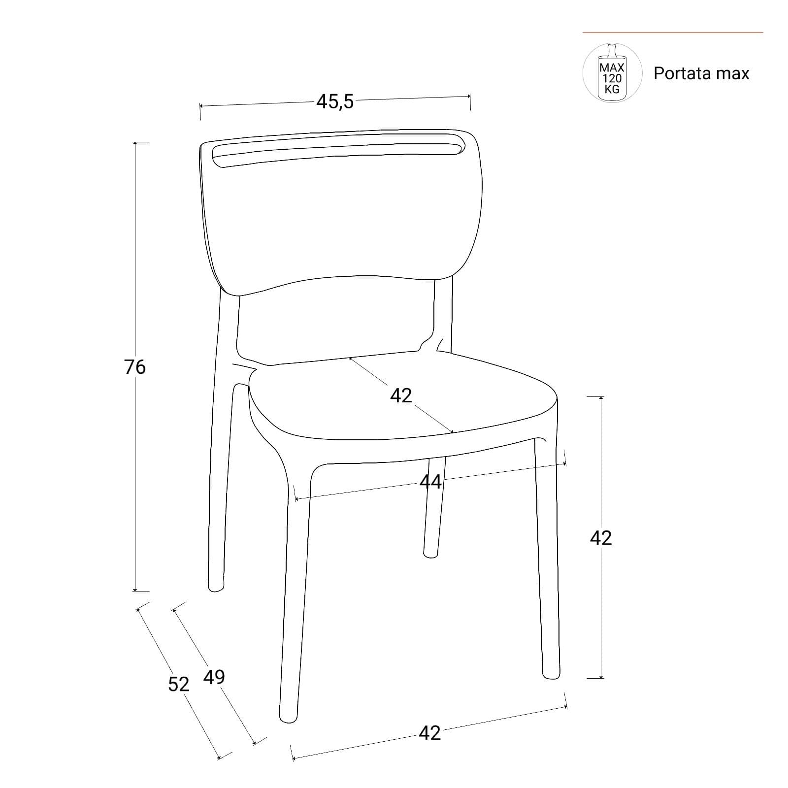 Sedia da giardino impilabile in polipropilene cappuccino - Clyde