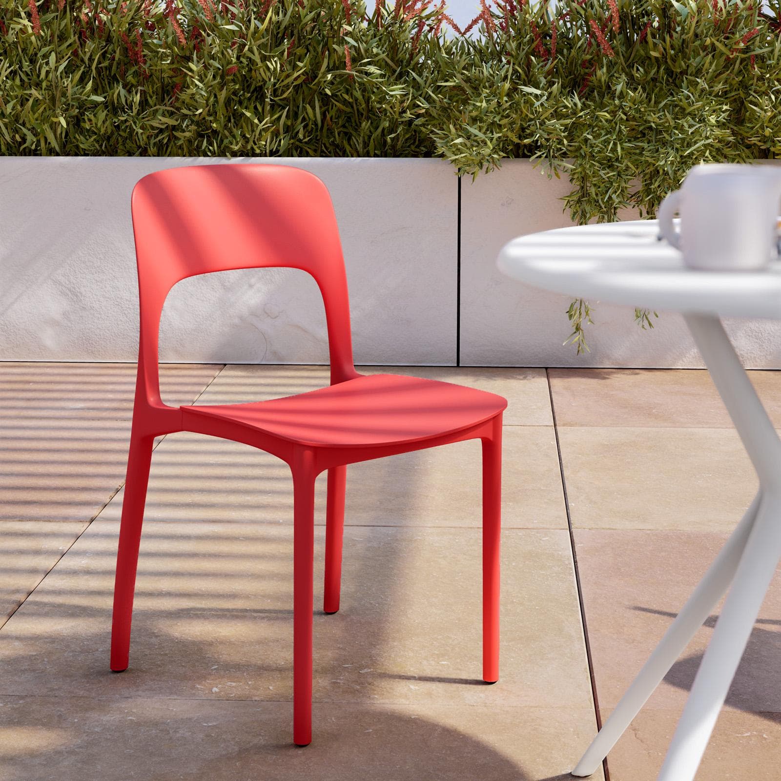 Sedia da giardino impilabile in polipropilene rosso - Arabella