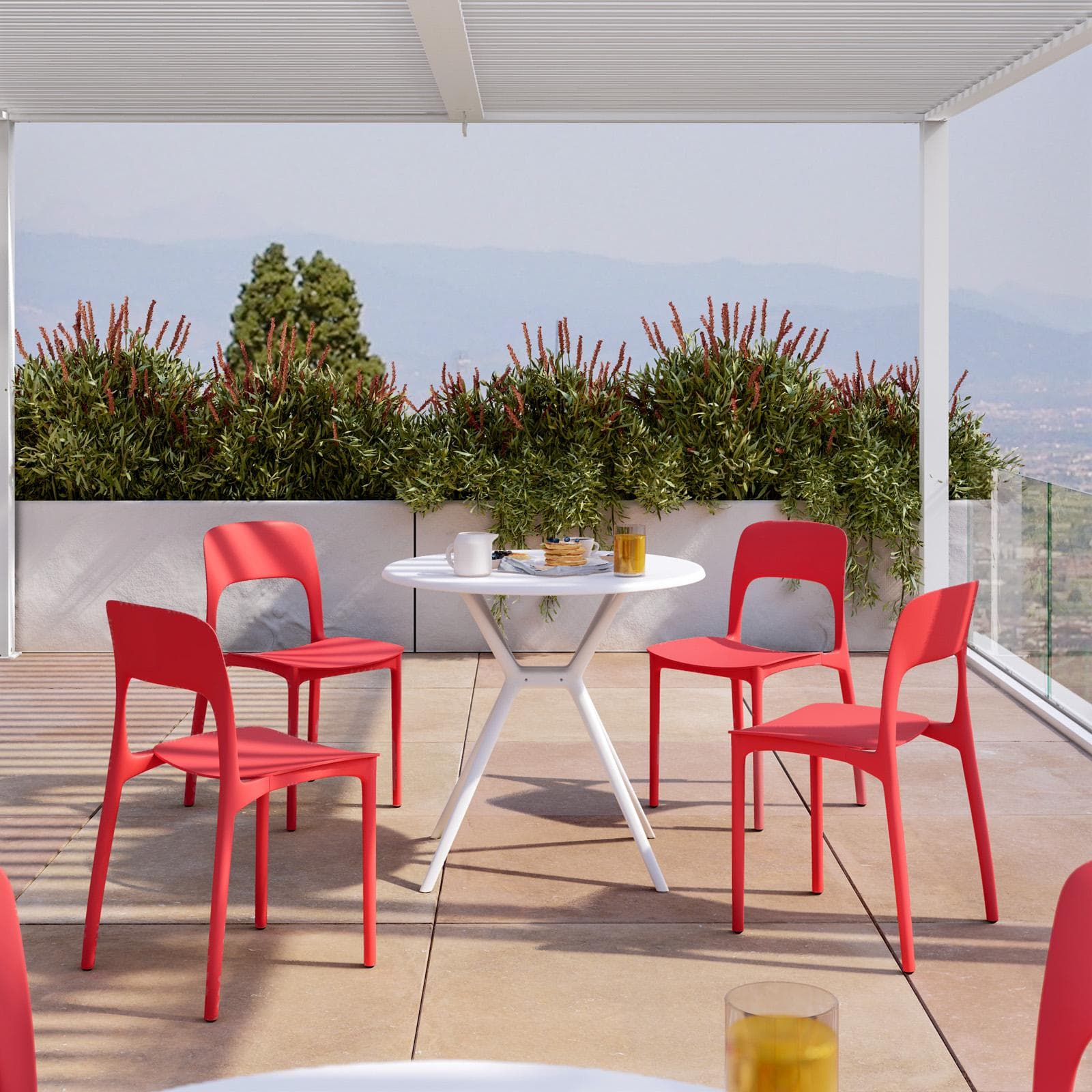 Sedia da giardino impilabile in polipropilene rosso - Arabella