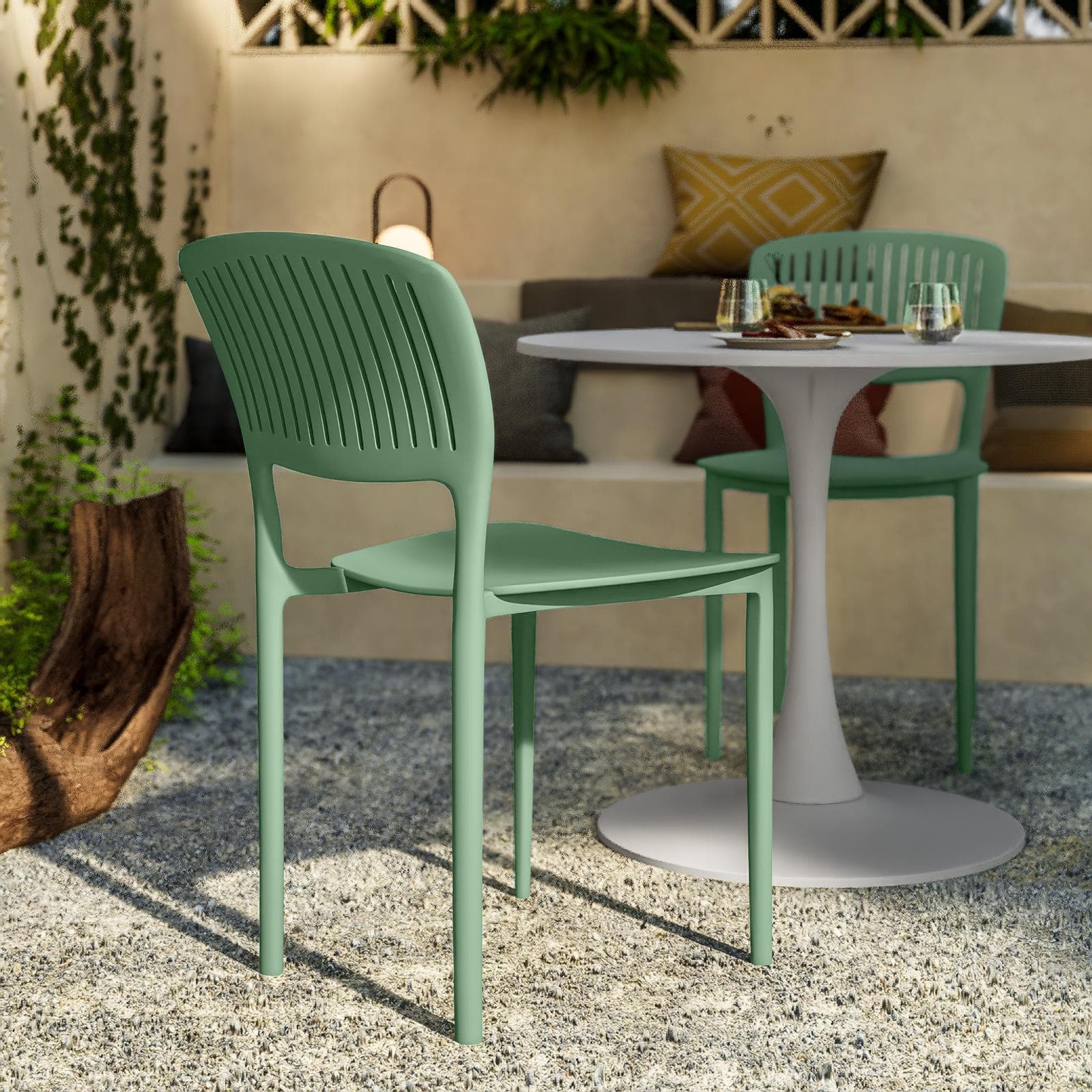 Sedia da giardino impilabile in polipropilene verde giada - Yessir