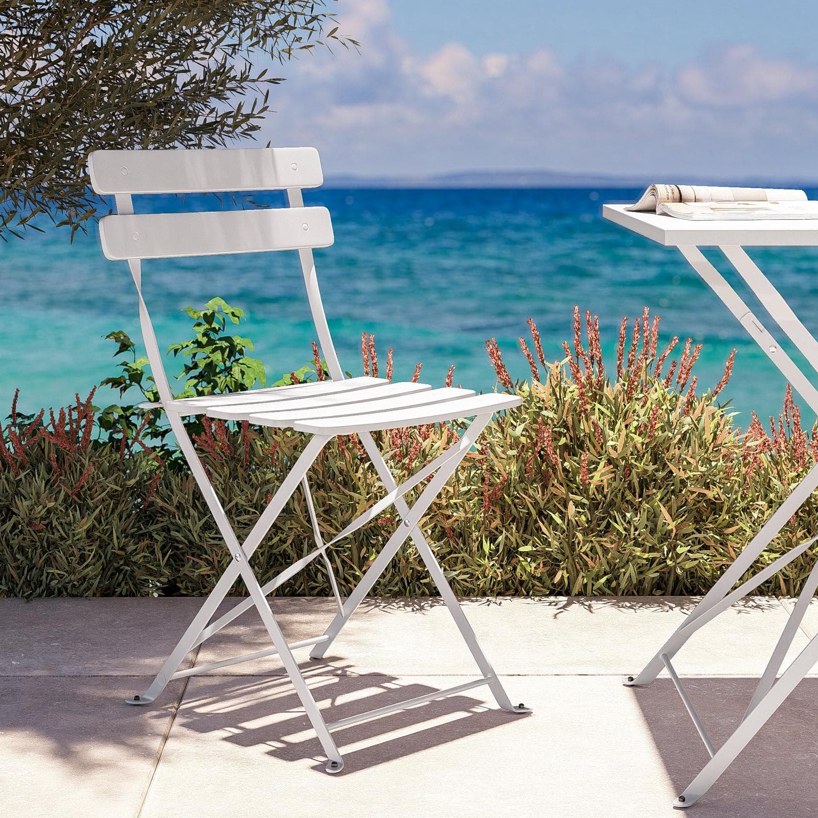 Sedia da giardino pieghevole in metallo bianco - Atelier