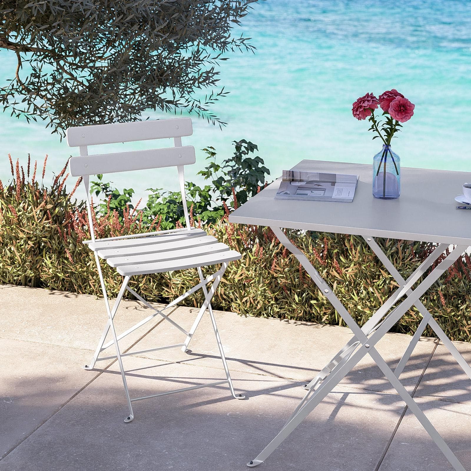 Sedia da giardino pieghevole in metallo bianco - Atelier