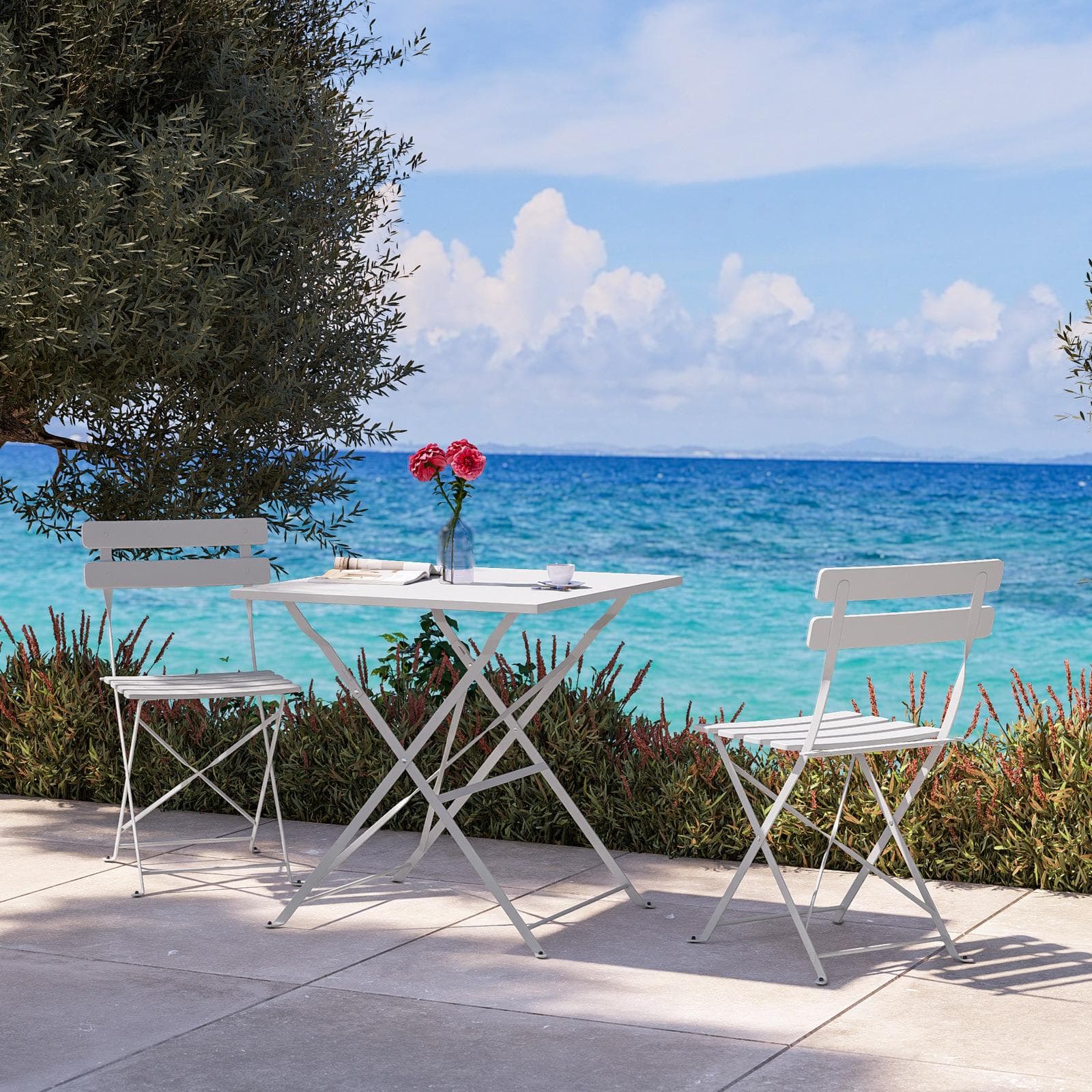 Sedia da giardino pieghevole in metallo bianco - Atelier