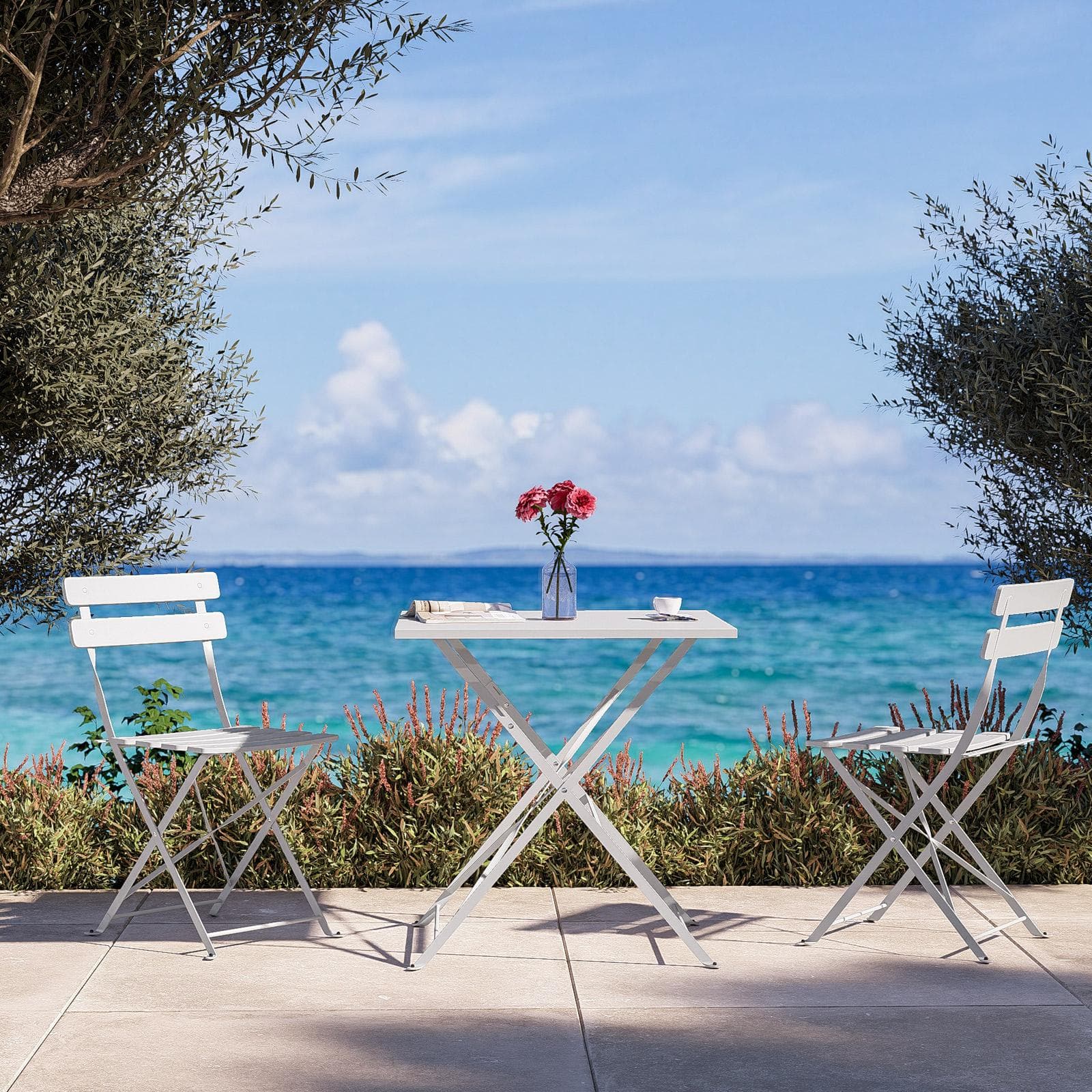 Sedia da giardino pieghevole in metallo bianco - Atelier