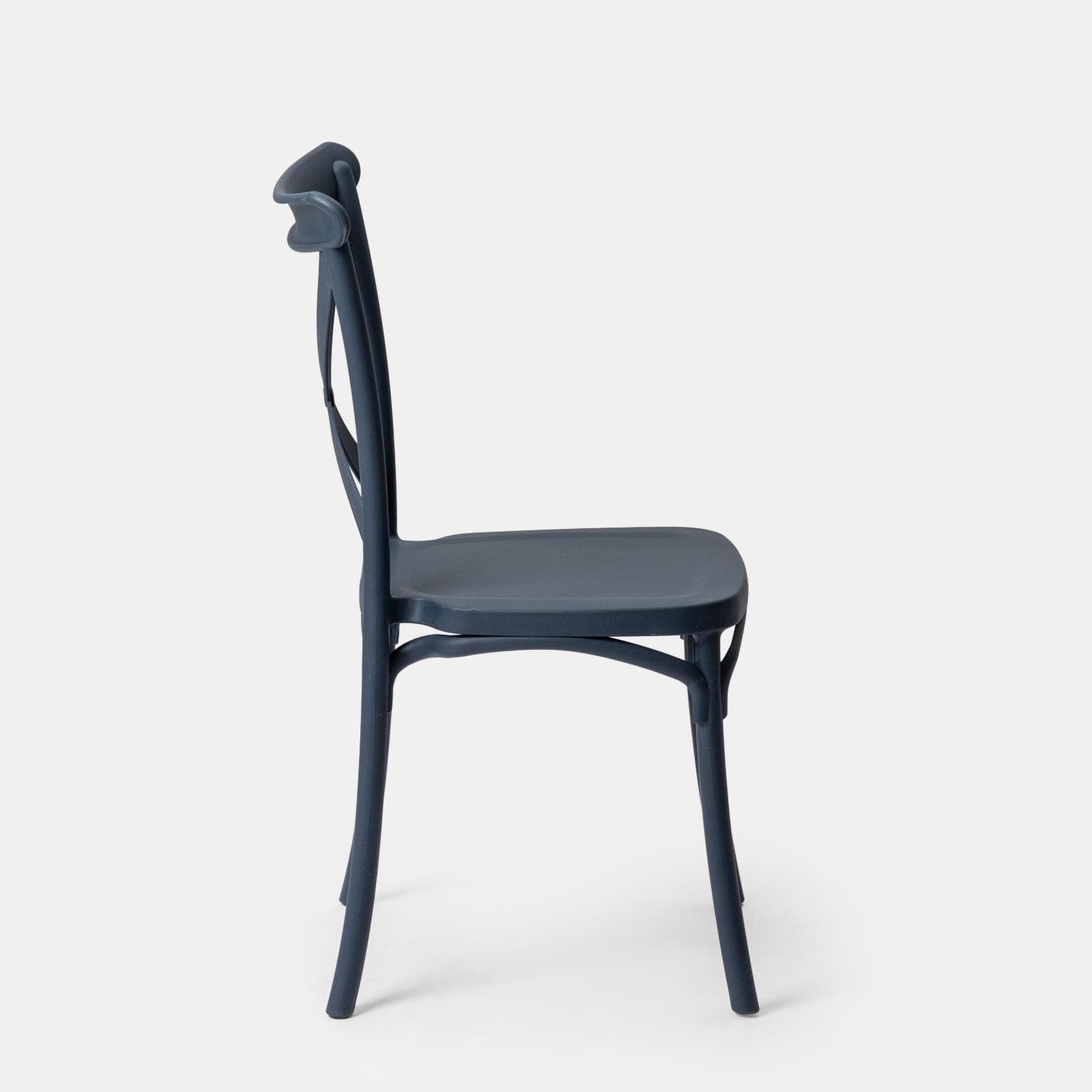 Sedia da giardino con schienale incrociato in polipropilene blu - Demetra