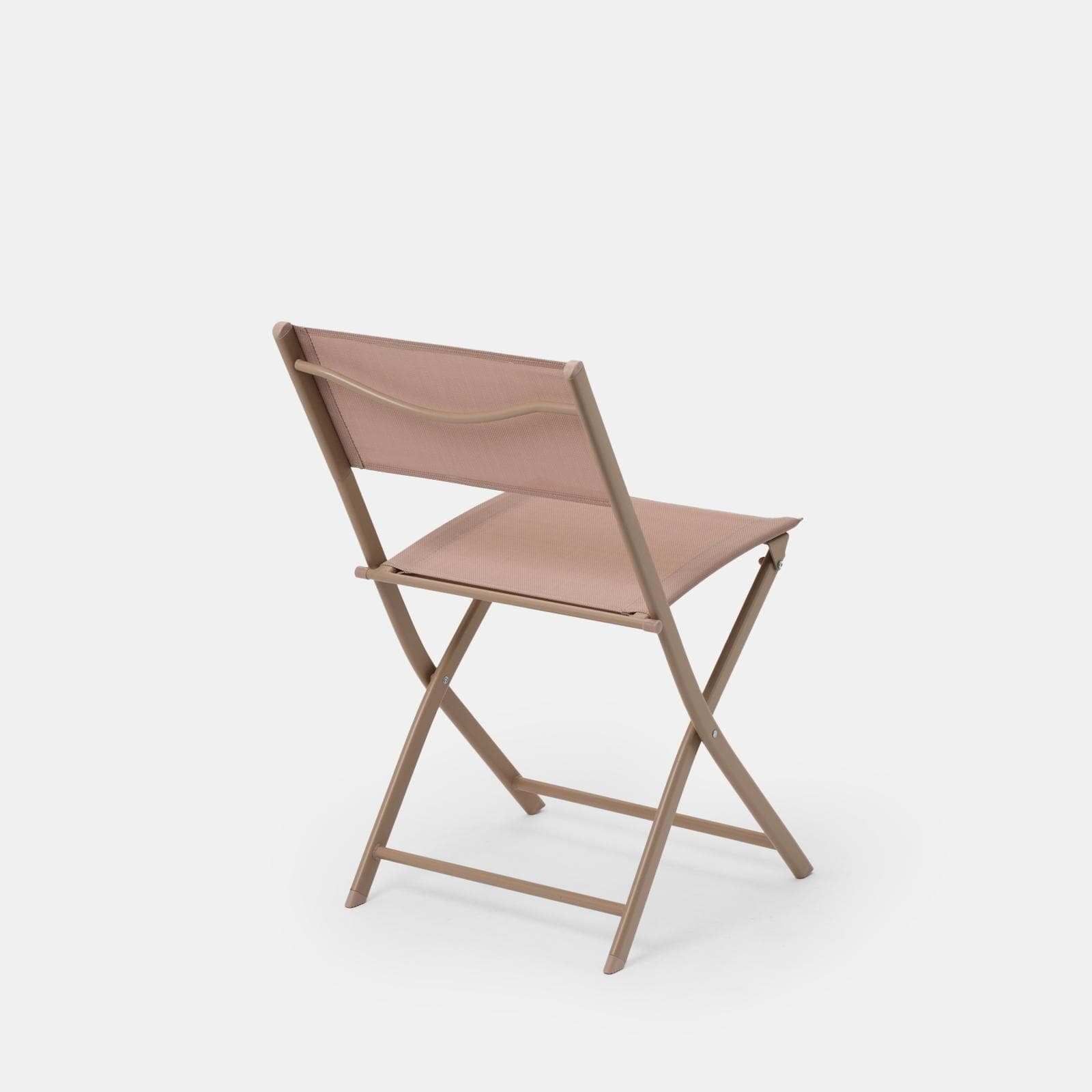 Sedia da giardino pieghevole in acciaio beige e textilene tortora - Iuba