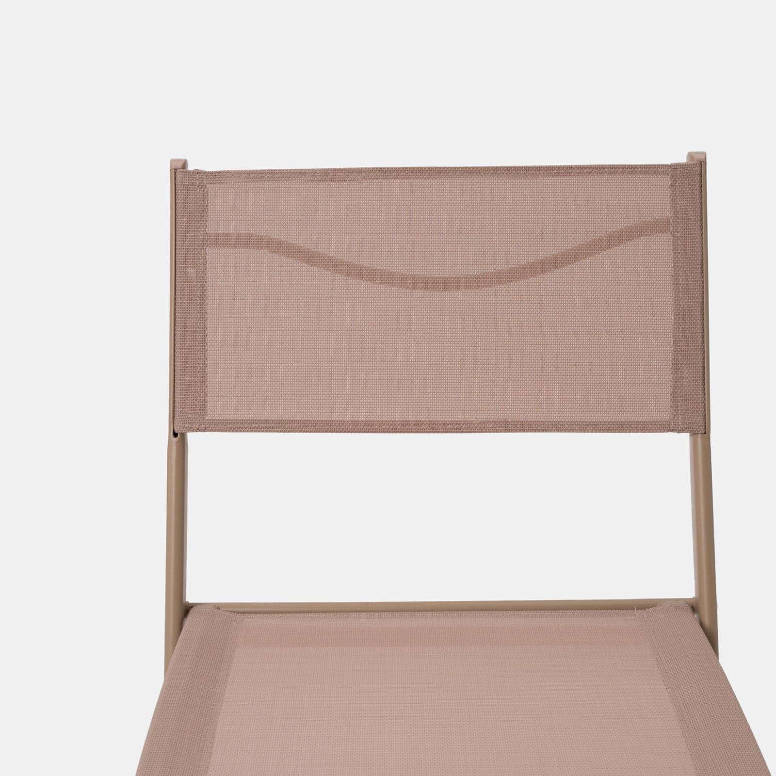 Sedia da giardino pieghevole in acciaio beige e textilene tortora - Iuba