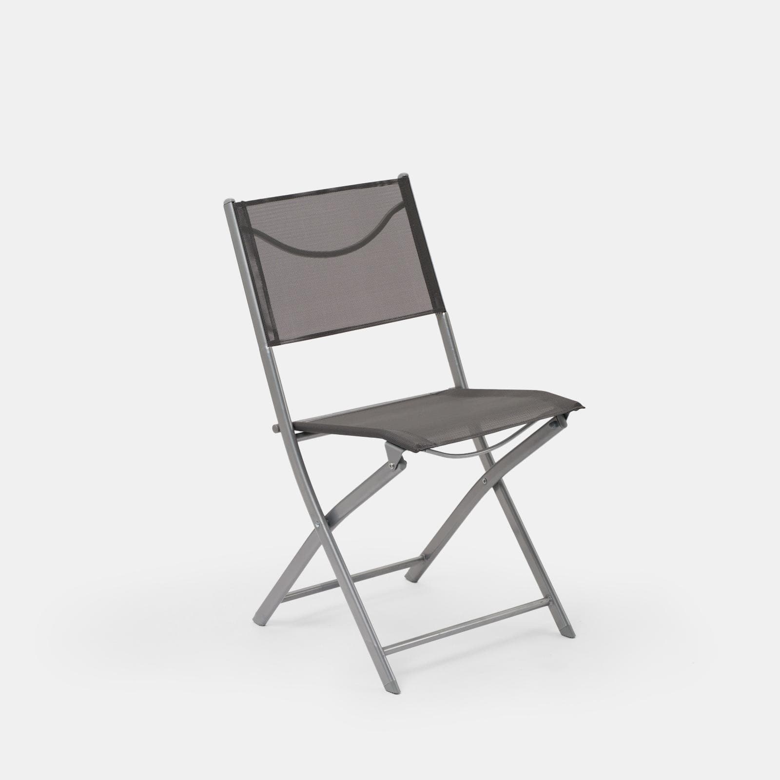 Sedia da giardino pieghevole in acciaio e textilene grigio scuro - Iuba